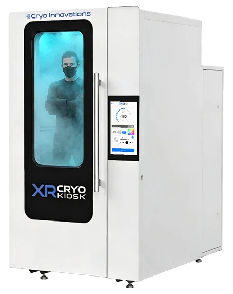 The XR Cryo Kiosk with a client inside